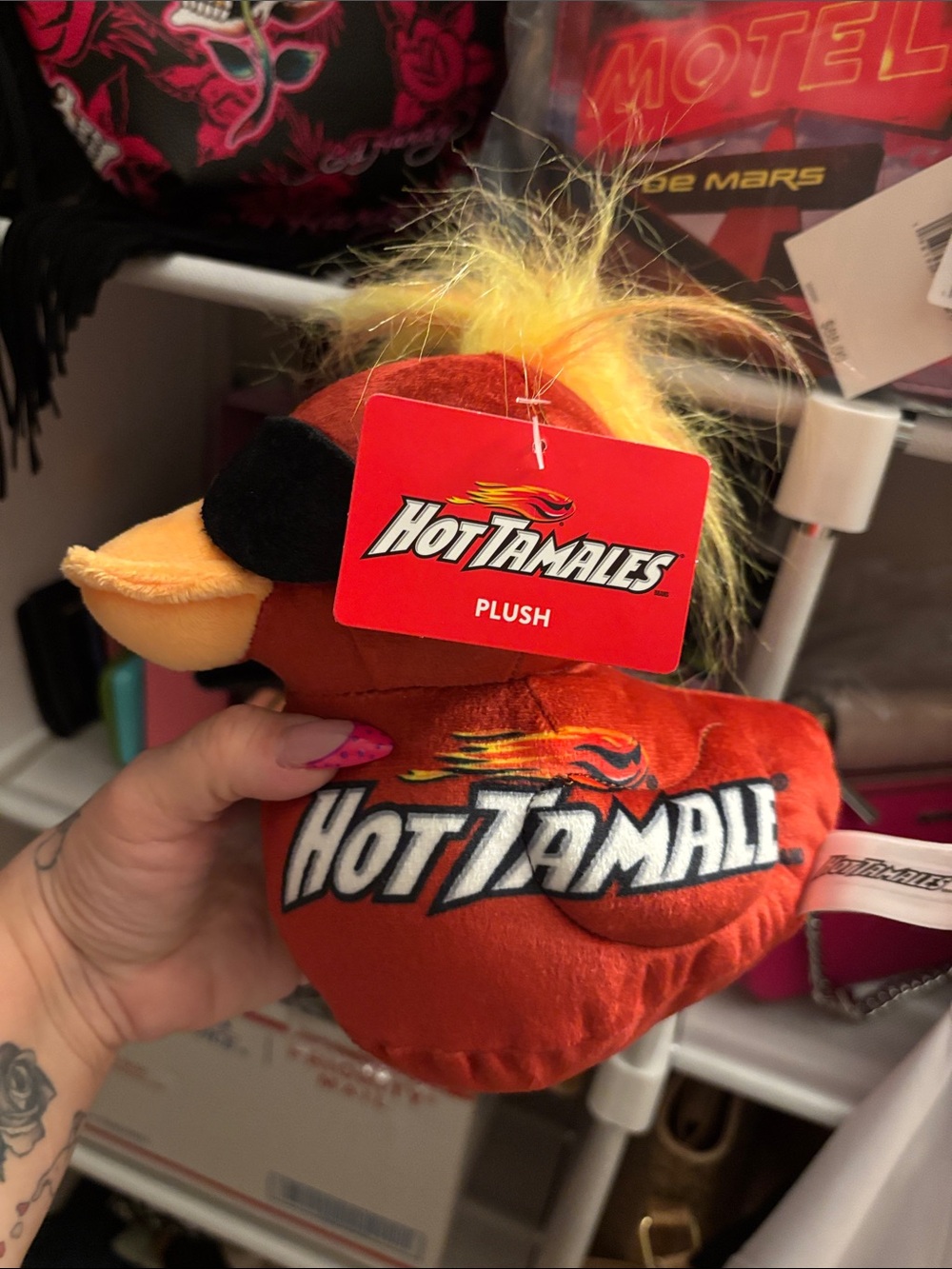 Hot Tamali Duck Plush with Black Mask and Yellow Tuft - Picture 2 of 3